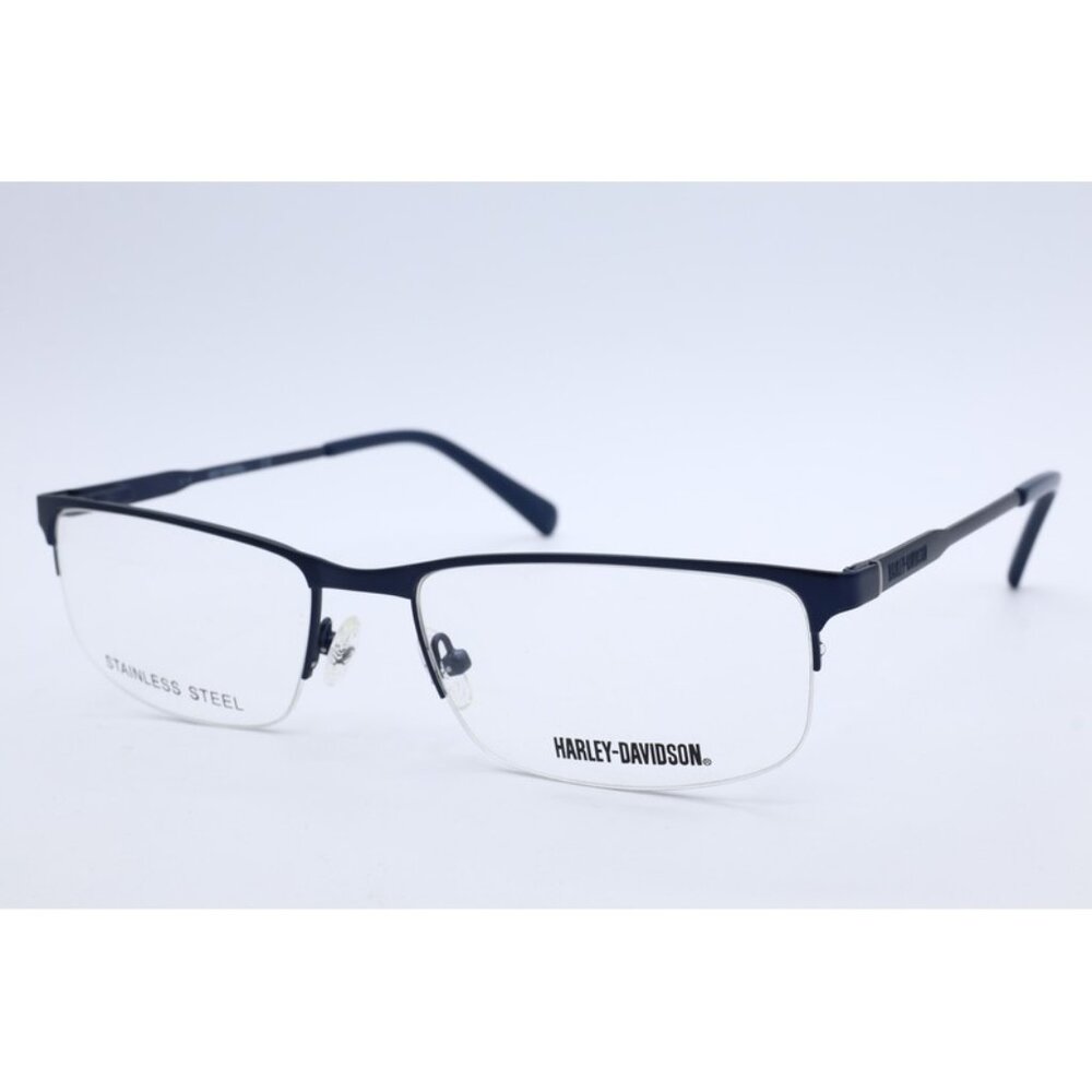 HARLEY-DAVIDSON HD 0759 091 Rectangle Matte Blue Eyeglasses Clear Lenses 56mm